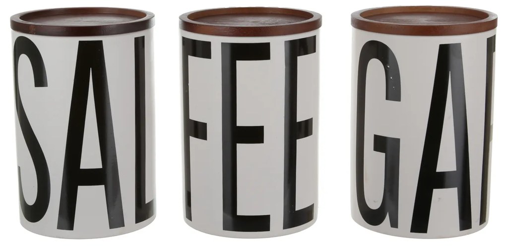 Set 3 barattoli sale, zucchero e caffè ceramica bianco Big is more