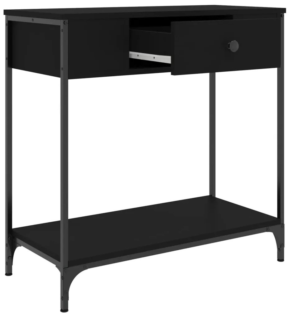 Tavolino consolle nero 75x34,5x75 cm in legno multistrato