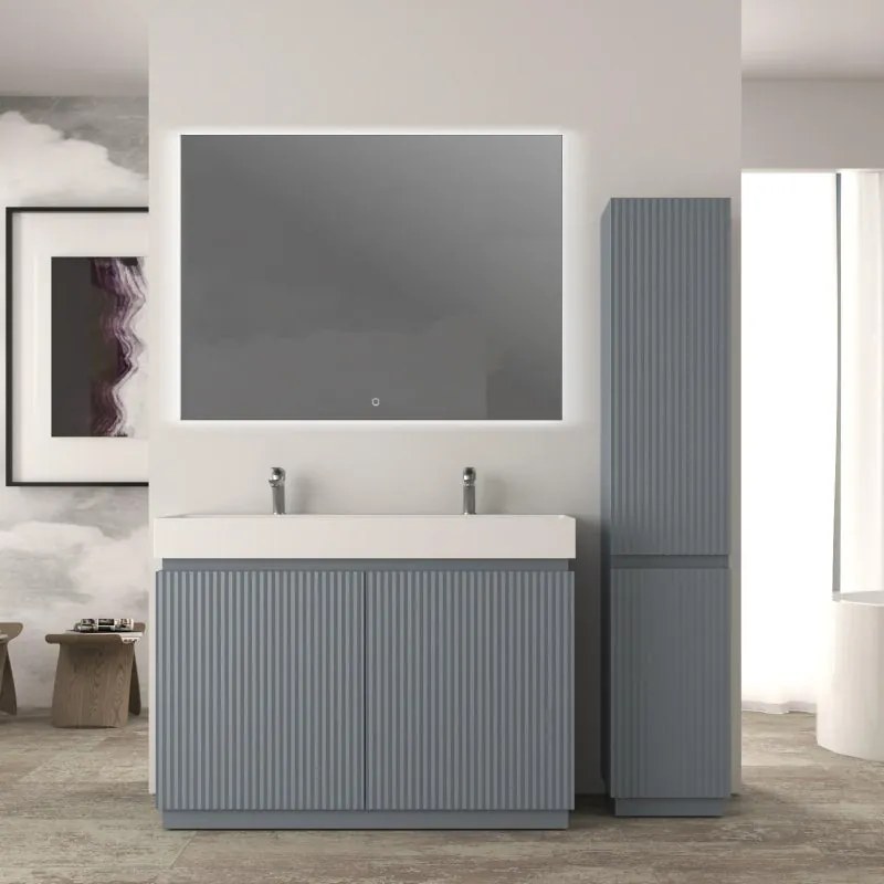 Mobile da bagno sottolavabo Cortina L120 X P45 X H 79cm, cannettato, blu avio