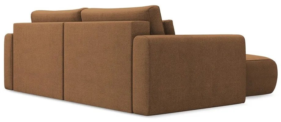Divano angolare color terracotta allungabile/con contenitore (con penisola a sinistra/con chaise lounge) Kapua – Makamii