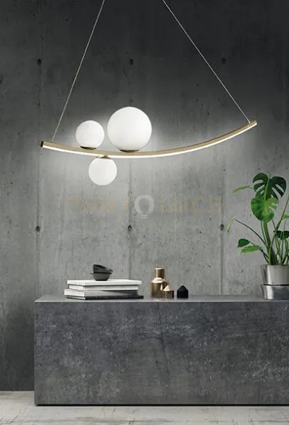 Sospensione altalena oro con vetri bianco a led 3000k 2230 lm 48w l...