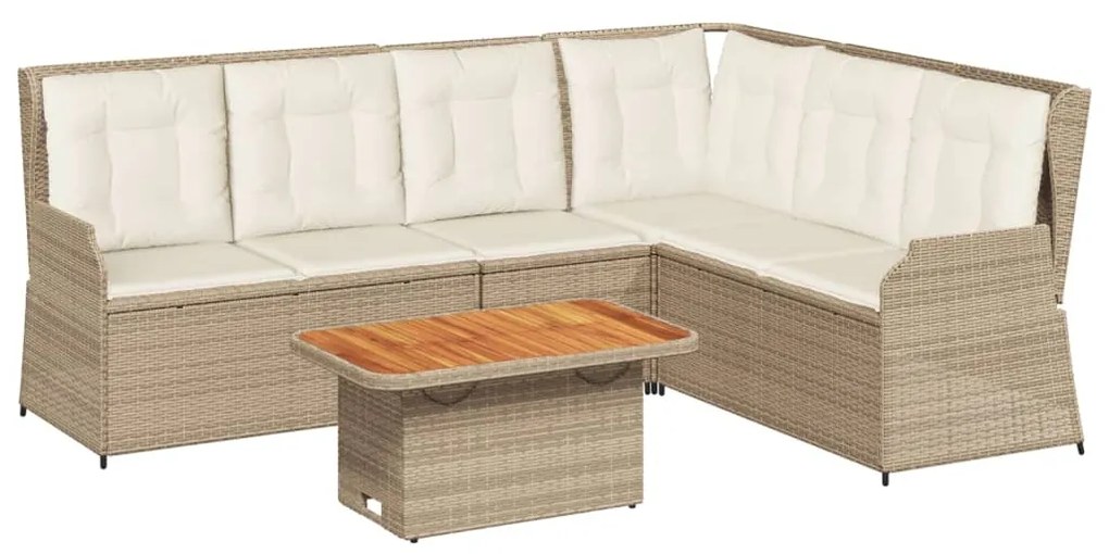 Set divani da giardino 5 pz con cuscini in polyrattan beige