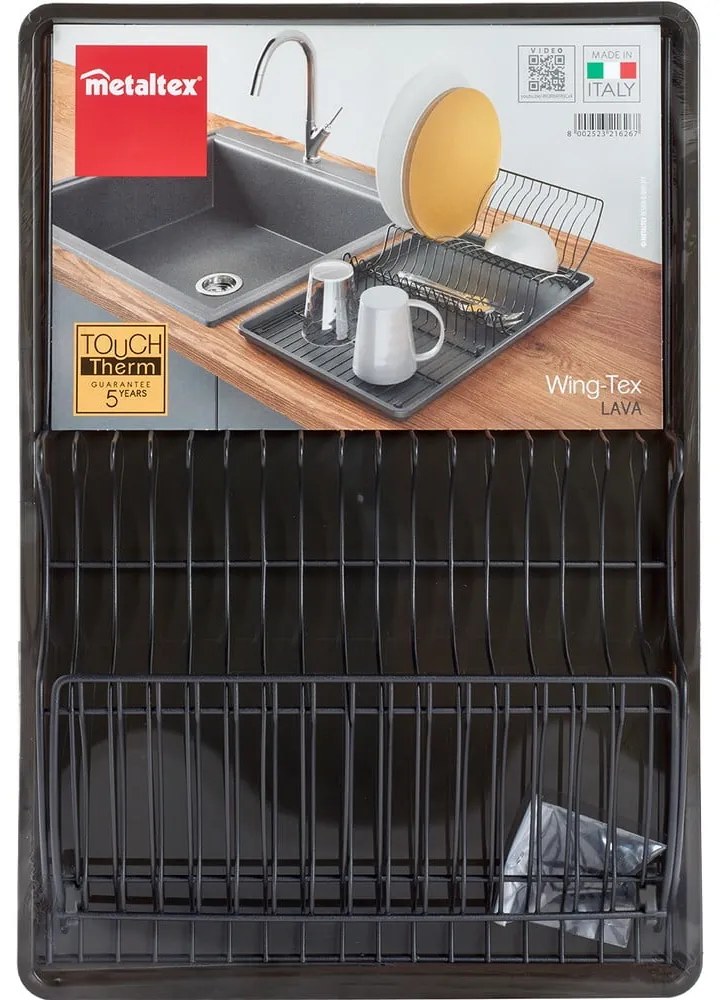 Vaschetta di raccolta in acciaio inox grigio antracite Lava - Metaltex