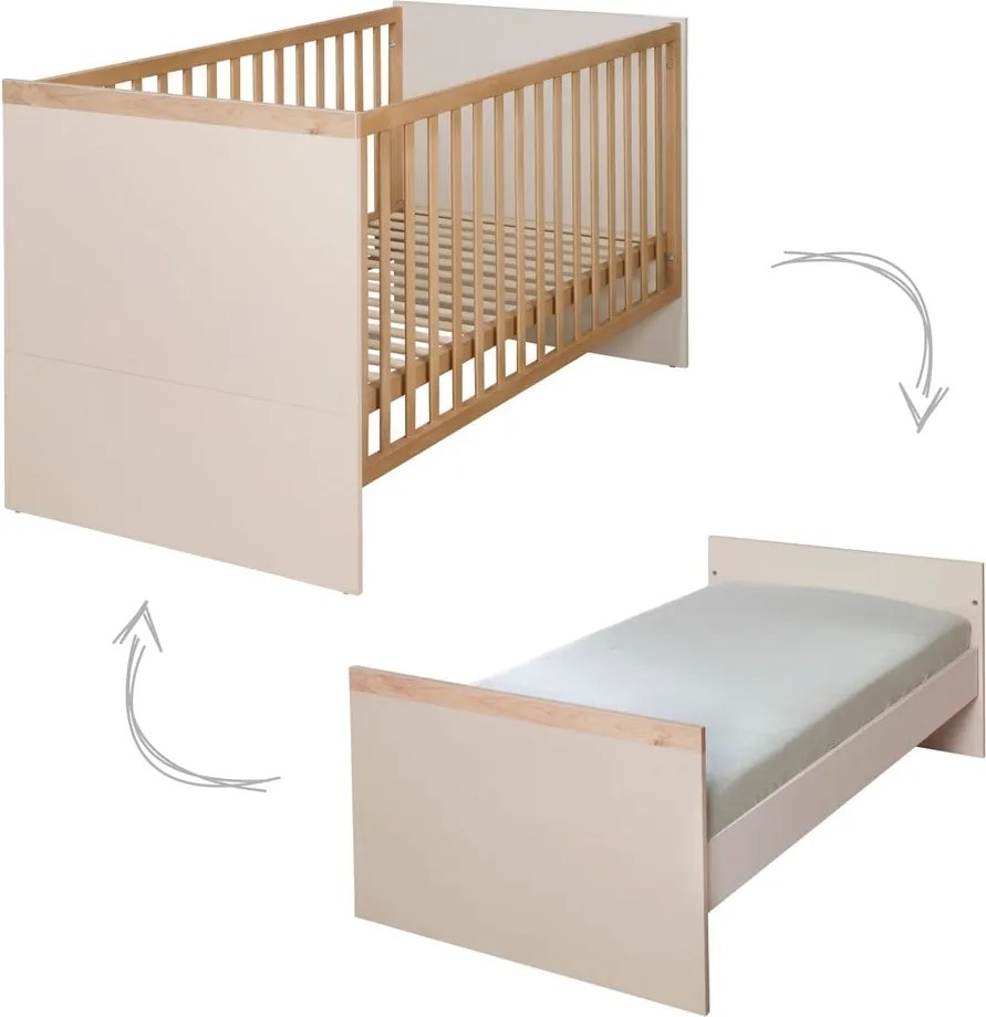 Lettino beige/di colore naturale con altezza regolabile 70x140 cm Jil – Roba