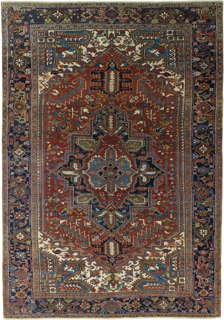 Heriz Tappeto 240x340 Rosso (Iran) Annodato A Mano