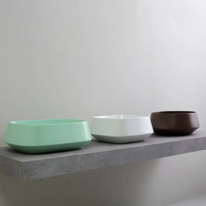 Lavabo da appoggio in ceramica bianco lucido quadrato 42 cm Aris