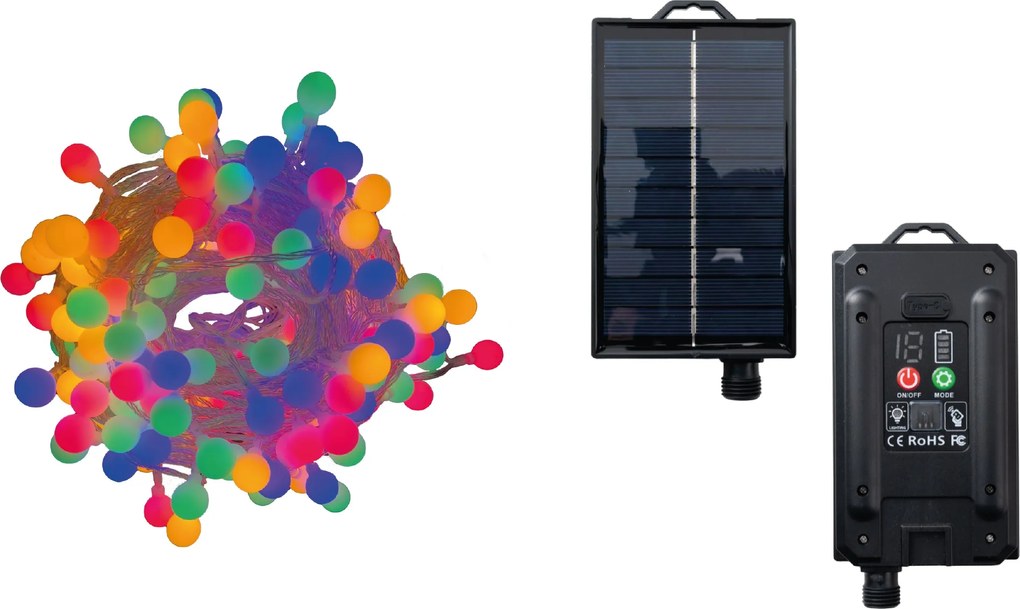 Luci di Natale con Pannello Solare a Bulbo 100 Led Multicolor