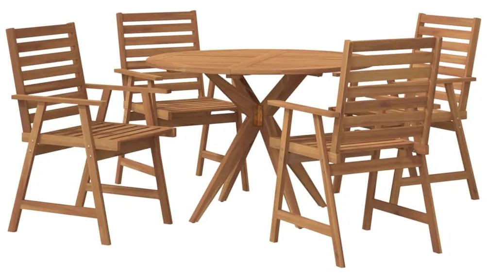 Set da pranzo per giardino 5 pz in legno massello di acacia