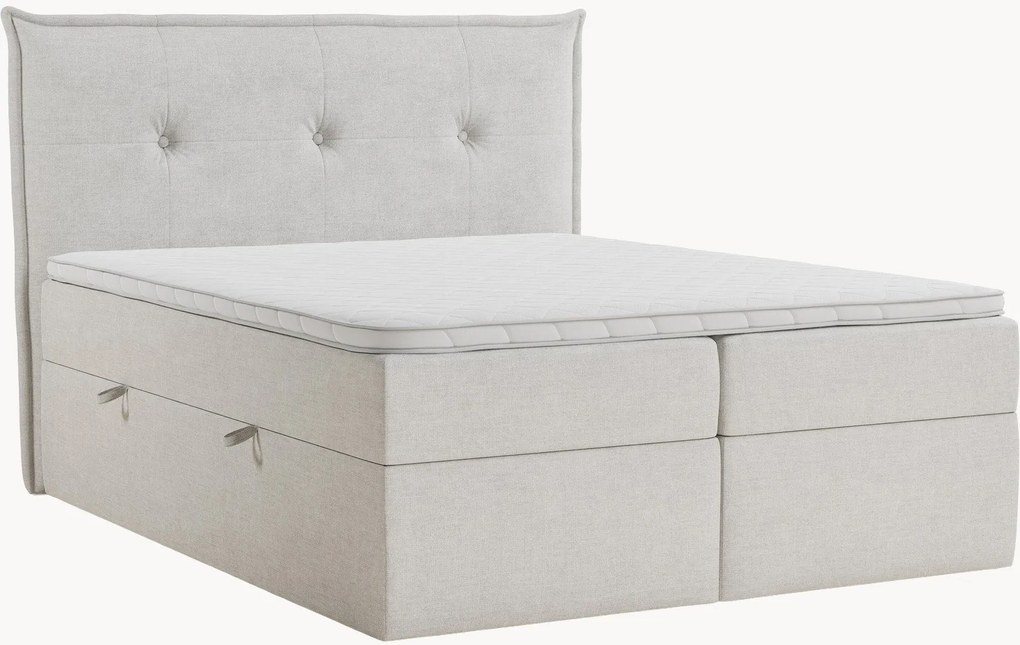 Letto boxspring in ciniglia fatto a mano con contenitore Aussie, H3