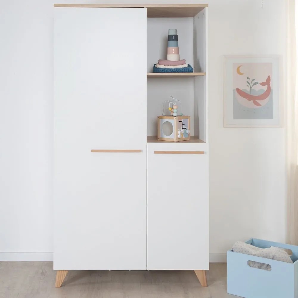 Armadio per bambini bianco con effetto rovere 52x180x180 cm Léon – Roba