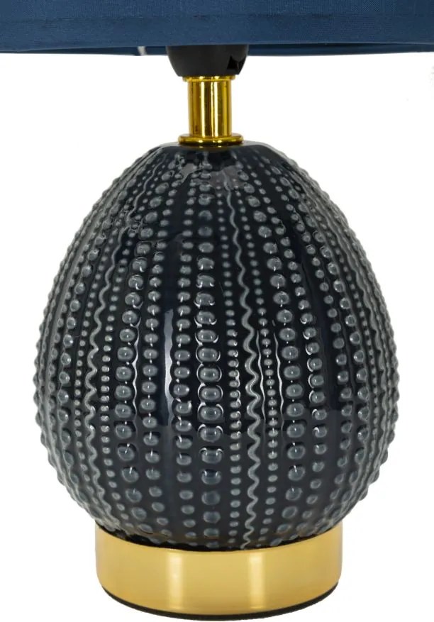 Lampada da Comodino Flavi Blu Ø15x30,5 cm in Ceramica e Ferro e Tessuto Blu...