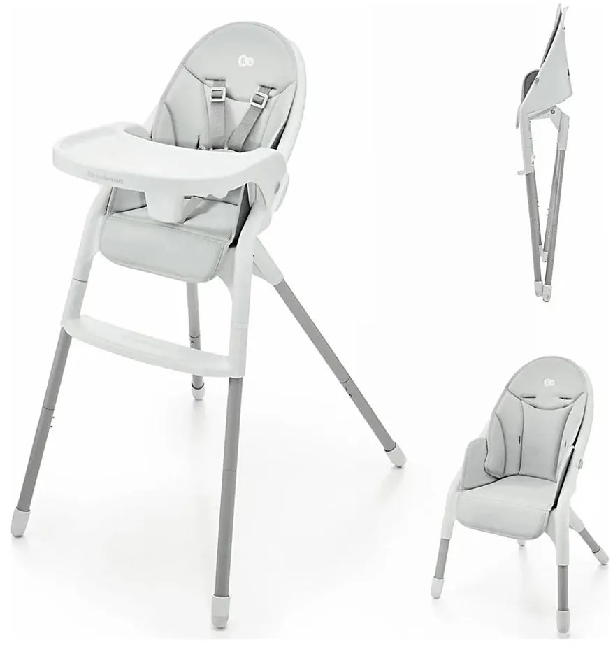 KINDERKRAFT - Sedia da pranzo per bambini 2in1 DINNLY grigio