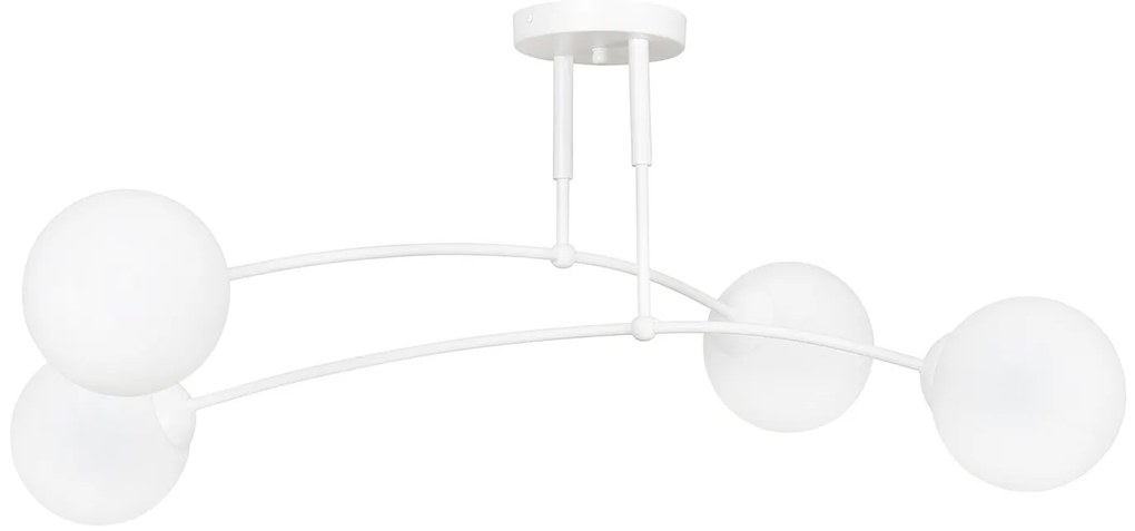 Plafoniera Moderna 4 Luci Susanoo In Acciaio Bianco E Vetri A Sfera In Bianco