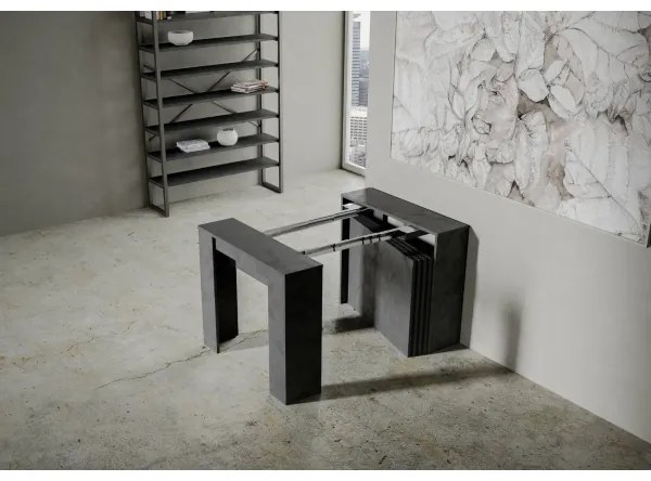 Tavolo Consolle Allungabile VENUS allungabile fino a 296 cm Antracite allunghe interne