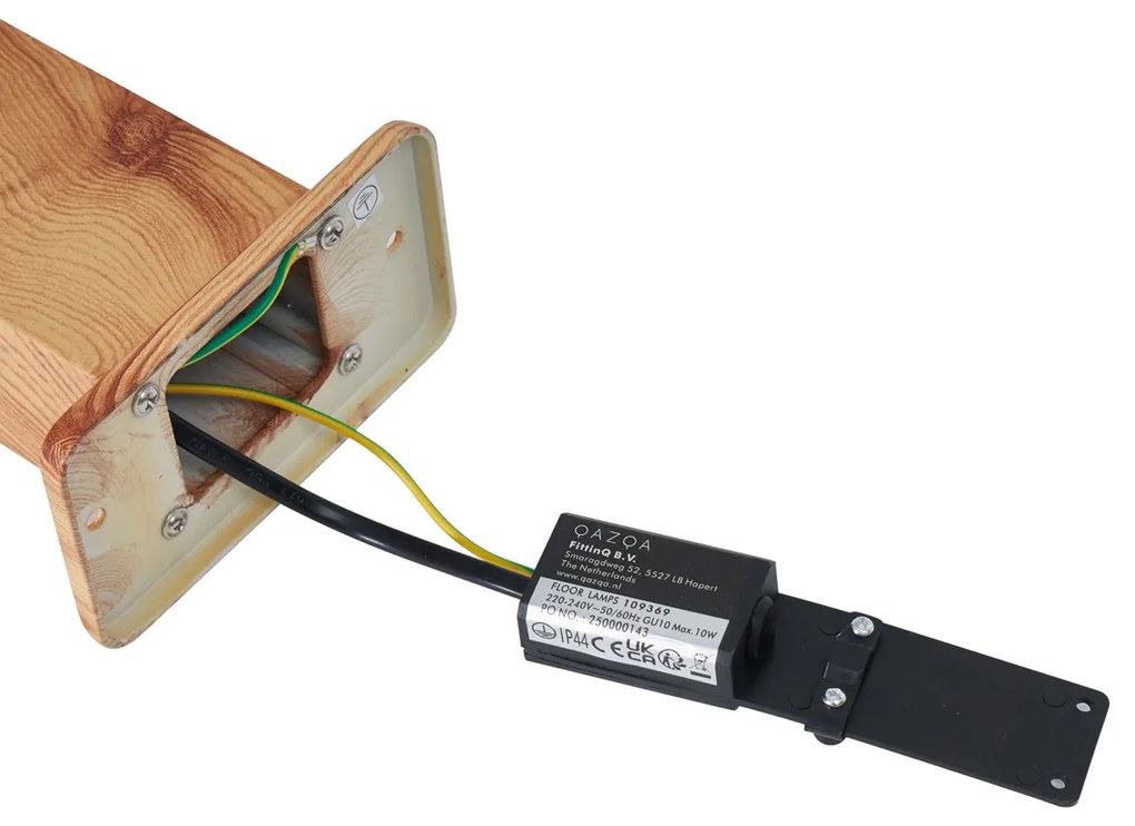 Lampada da terra moderna da esterno in alluminio con stampa legno 65cm IP44 - Baleno