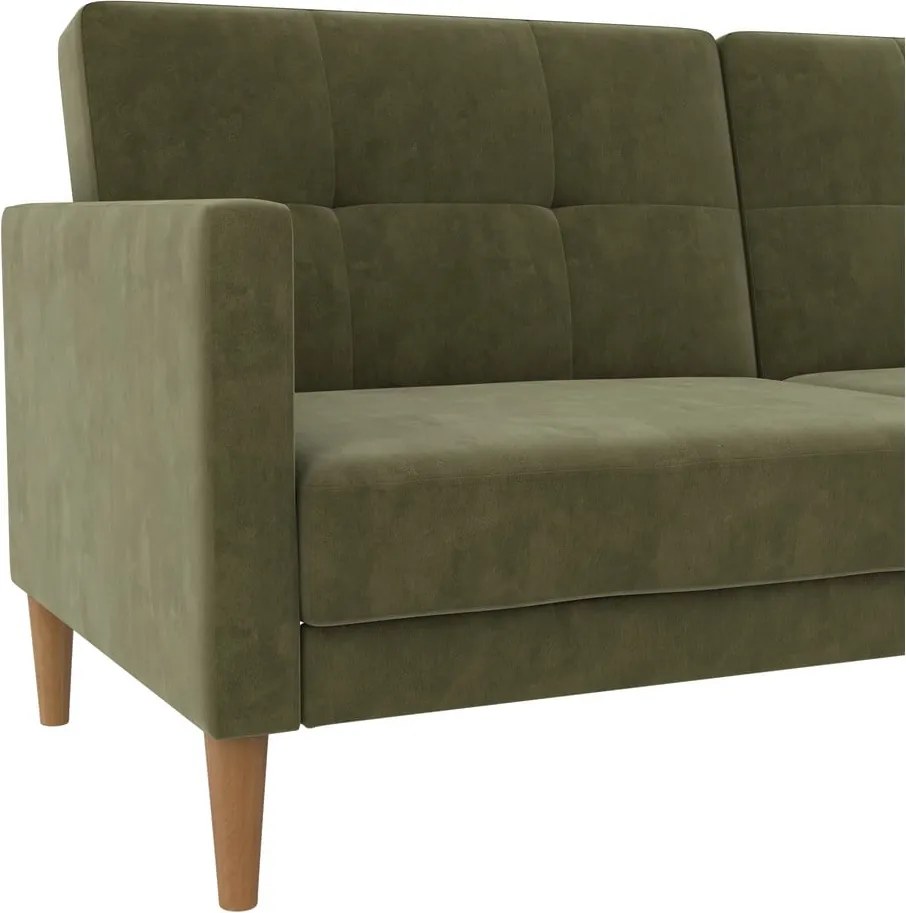 Divano letto in velluto verde 207 cm Lilly - Støraa