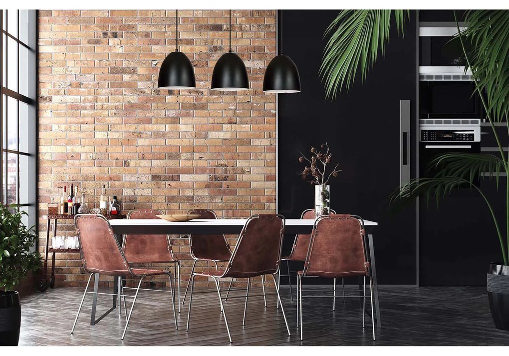 Lampadario 3 Luci Reartù In Acciaio Nero Con Cupole In Nero E Bianco