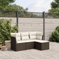 Set Divano da Giardino 4 pz con Cuscini Marrone in Polyrattan 3263119