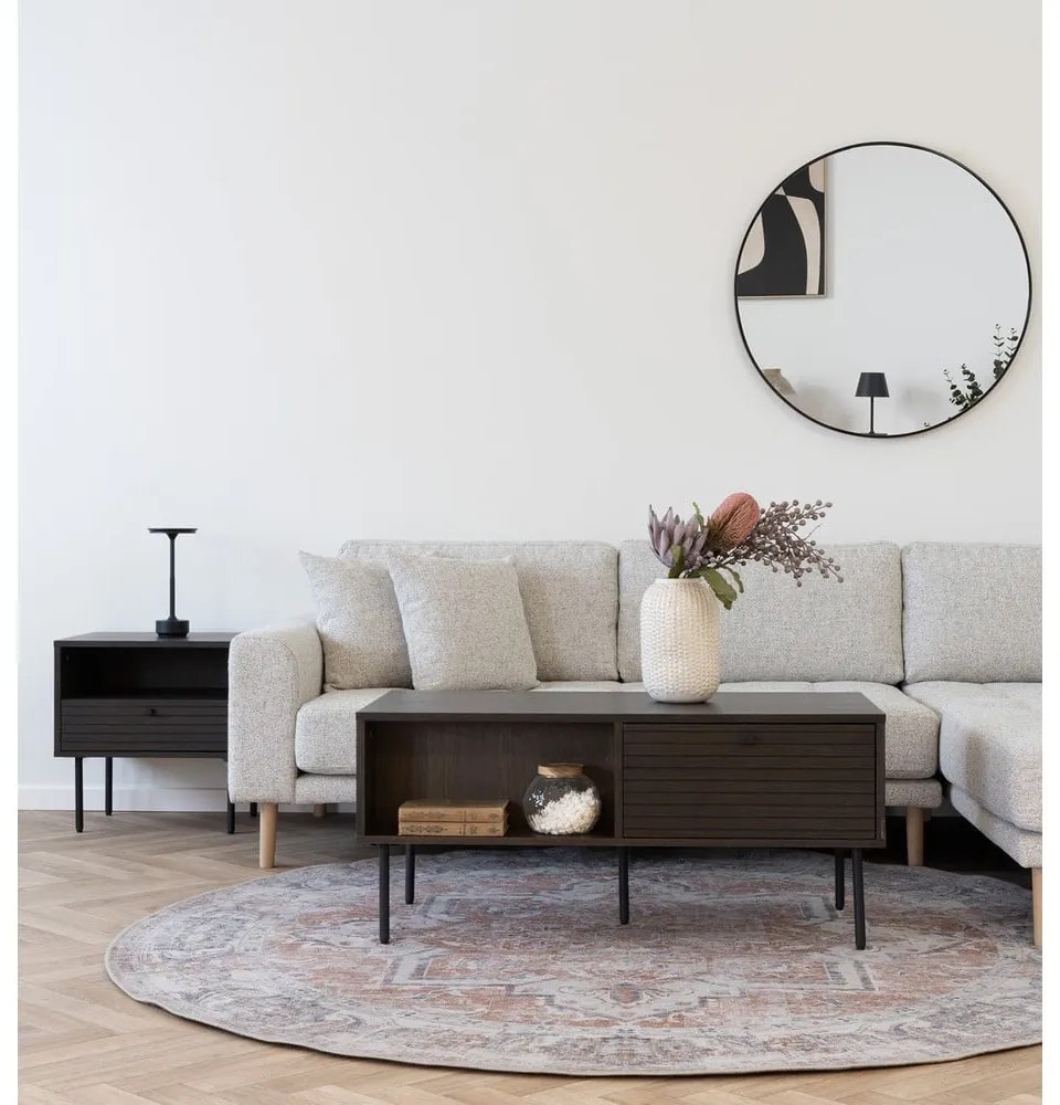 Tavolino da salotto marrone scuro con effetto rovere 50x100 cm Kyoto – House Nordic