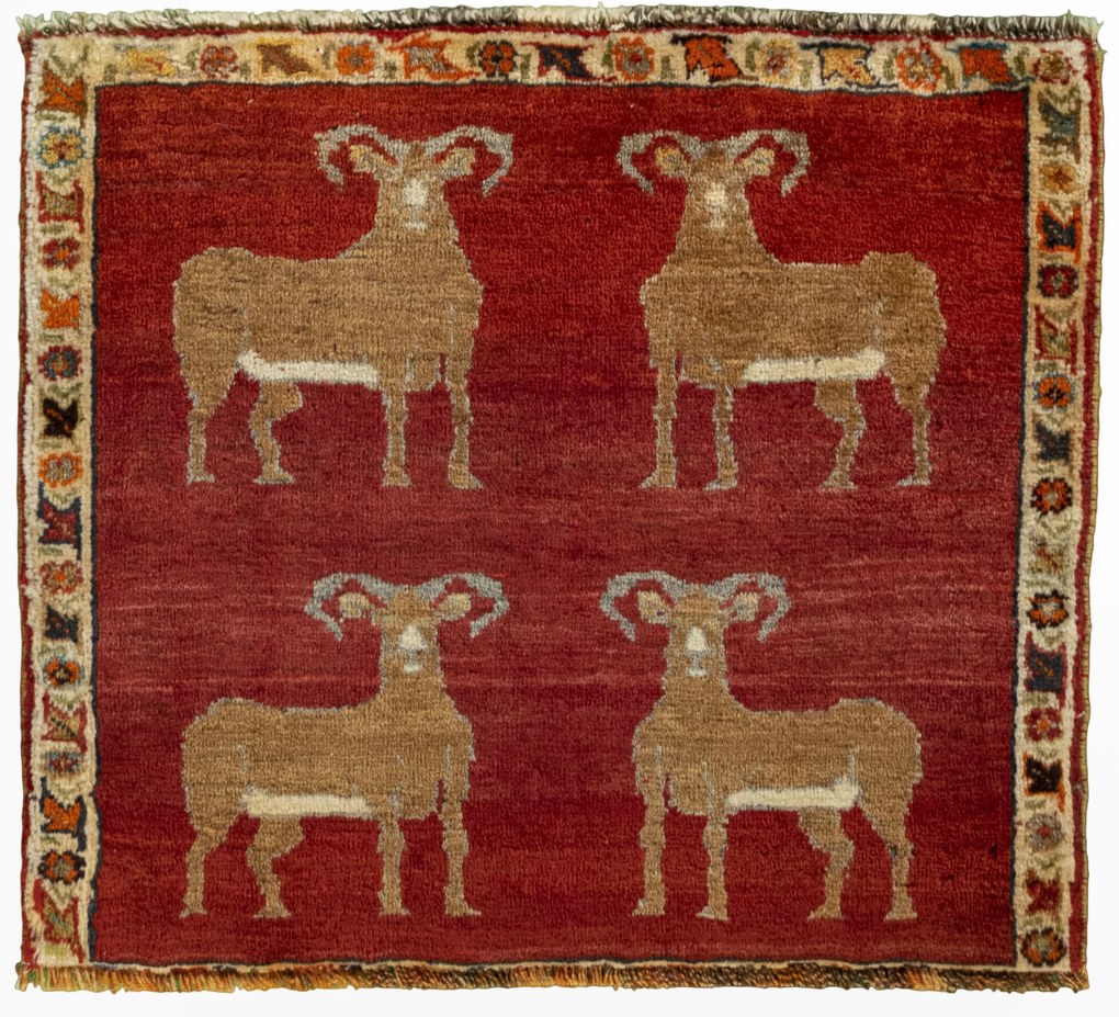 Gabbeh Tappeto 60x60 Rosso (Iran) Annodato A Mano