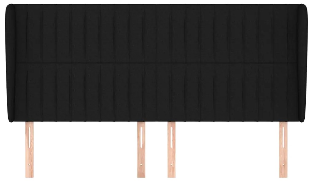 Testiera ad orecchio nera 203x23x118/128 cm in tessuto