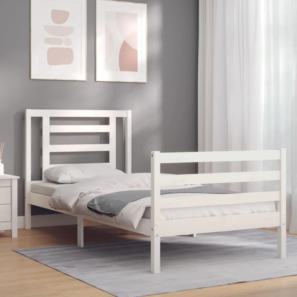 Giroletto con testiera bianco small single legno massello