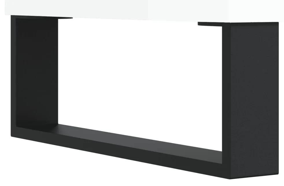 Mobile Porta TV Bianco Lucido 160x35x55 cm in Legno Multistrato