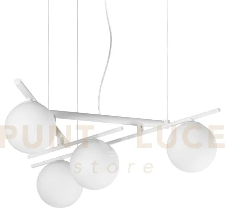 Atlas sospensione 4 luci attacco g9 colore bianco in metallo e diff...