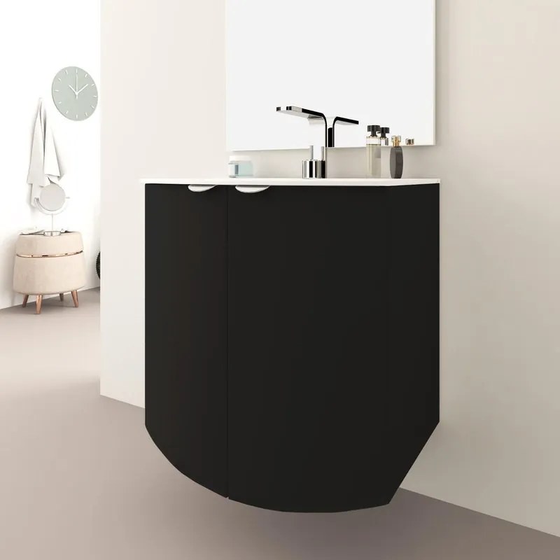 Mobile bagno sospeso con lavabo L 70 x H 70 x P 51 cm grigio grafite per vasca centrale Onda