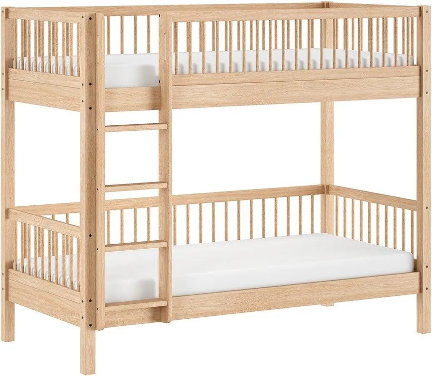 Letto da bambini a castello di colore naturale in faggio massiccio con rete inclusa 90x200 cm Forrest – Vipack