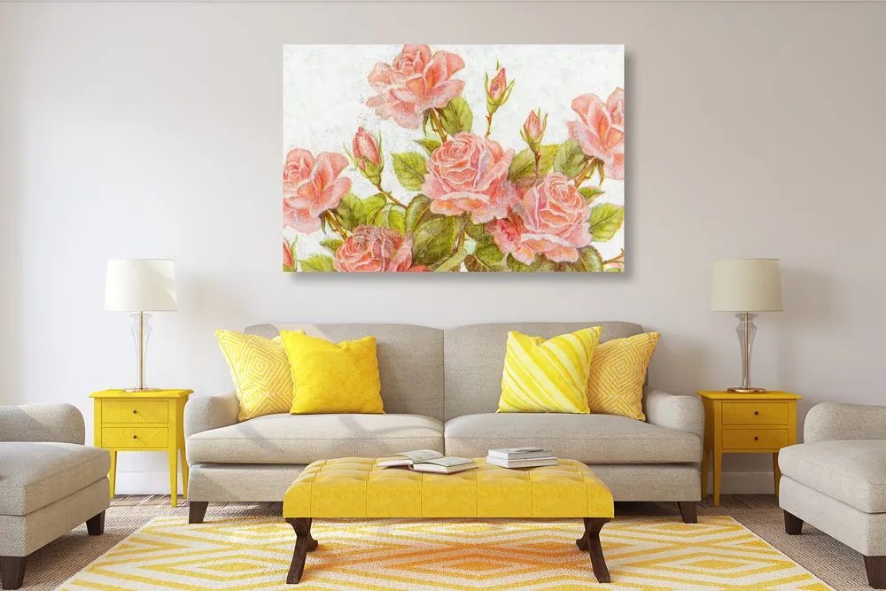 Quadro su tela – Bouquet vintage di rose