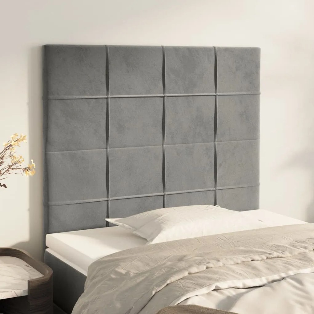 Testiera 2 Pz Grigio Chiaro 80x5x78/88 Cm İn Velluto /
