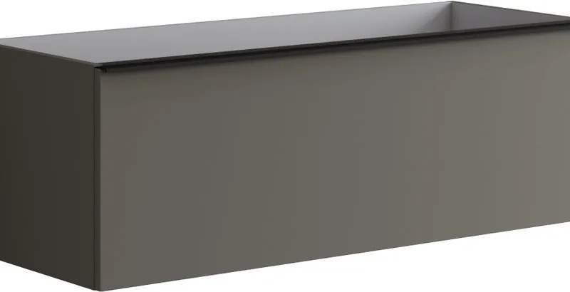 Mobile da bagno sospeso sotto lavaboPixel plain 1 cassetto L 120 x H 40 x P 45.5 cm grigio carbone laccato opaco, con maniglia alluminio nero opaco