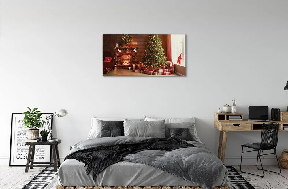 Quadro su tela Lampada per regali per alberi di Natale del camino 100x50 cm