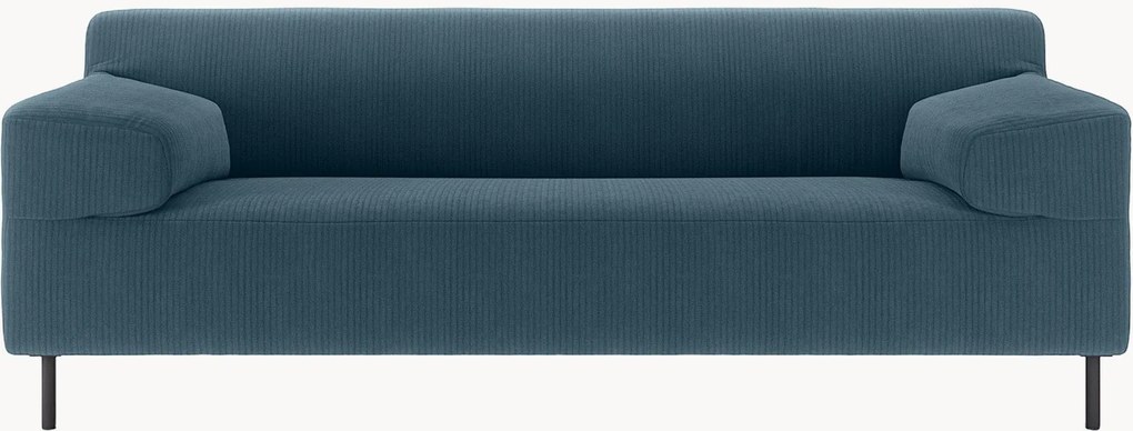 Divano 2 posti in velluto a coste blu navy/nero freistil180, larg. 202 cm