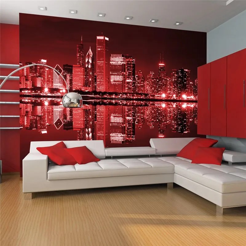 Fotomurale  Chicago in rosso  Colore Nero, Dimensioni e Misure 200x154