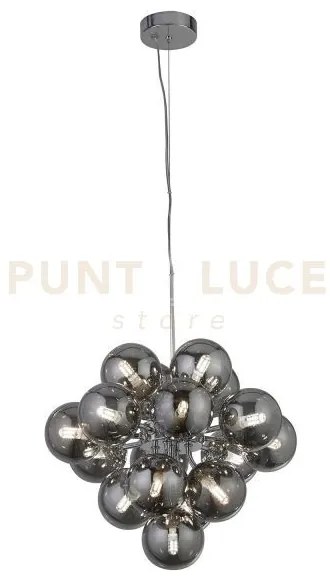 Berry 17lt pendant - metallo cromato e vetro fumé