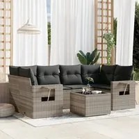 Set Divani da Giardino 7pz con Cuscini Grigio Chiaro Polyrattan 3252259