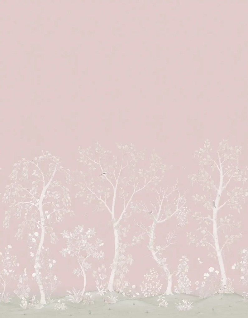 Cole & Son Carta da parati panoramica Seasonal Woods Silk - Rose Quartz Silk