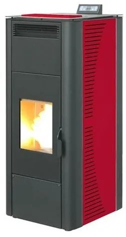 Termostufa a pellet 19 kW con ventilazione frontale King 20 Idro bordeaux