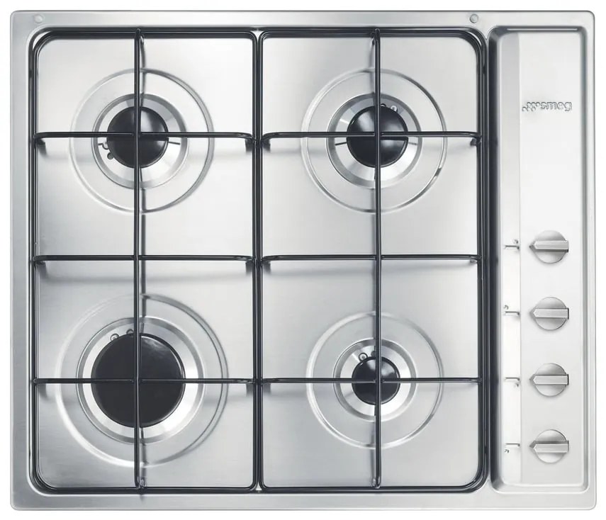Piano cottura 4 fuochi L 58.5 cm S64S SMEG silver griglie in acciaio smaltato