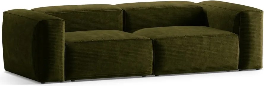 Divano verde con rivestimento in velluto a coste 264 cm Bergamo – Cosmopolitan Design