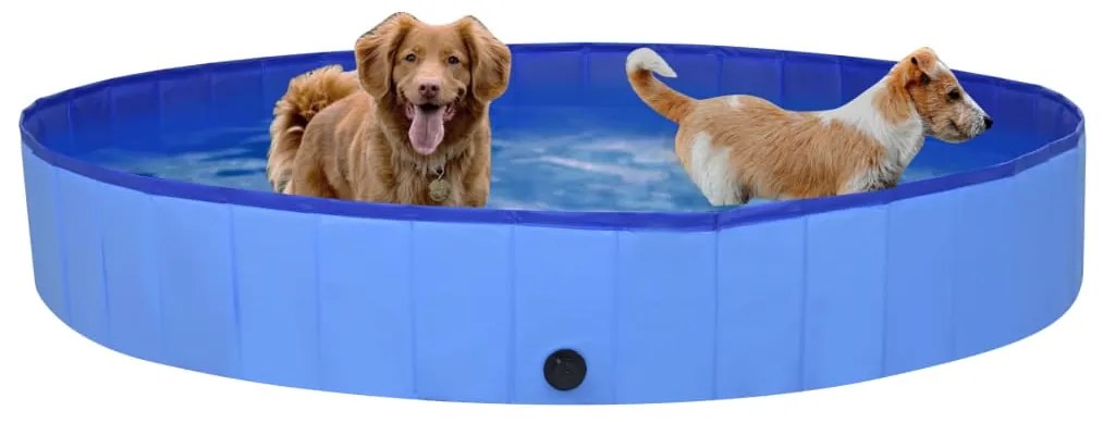 Piscina per cani pieghevole blu 200x30 cm in pvc