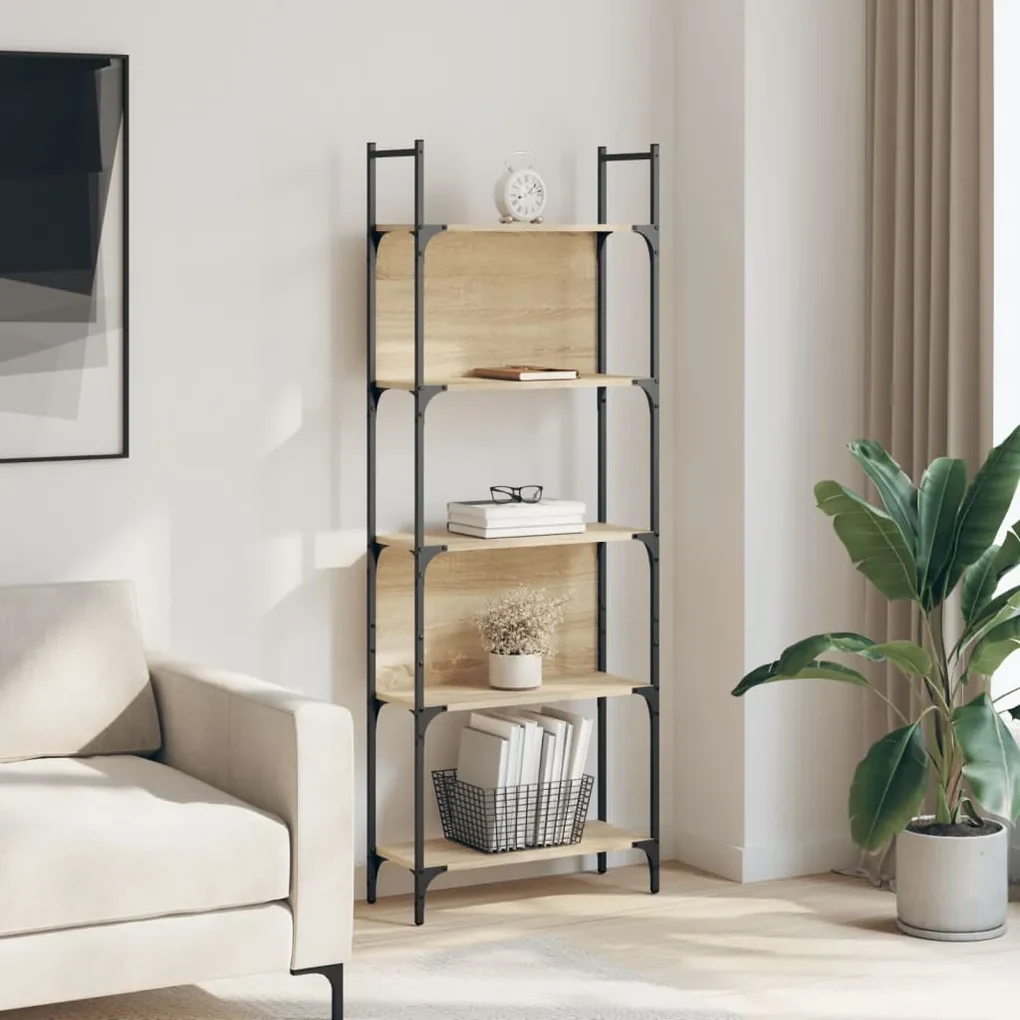 Libreria 5ripiani rovere sonoma 60,5x24x166,5 legno multistrato