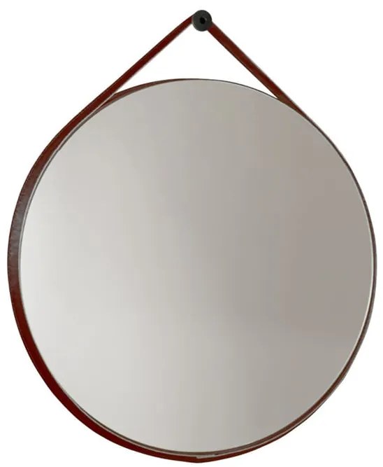 Specchio tondo in cuoio sintetico marrone Ø 70 cm