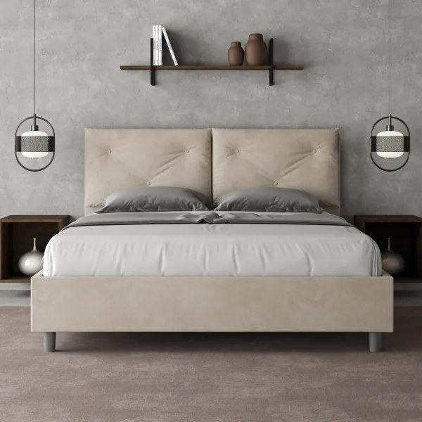 Letto contenitore da 160x190 in microfibra sabbia Appia