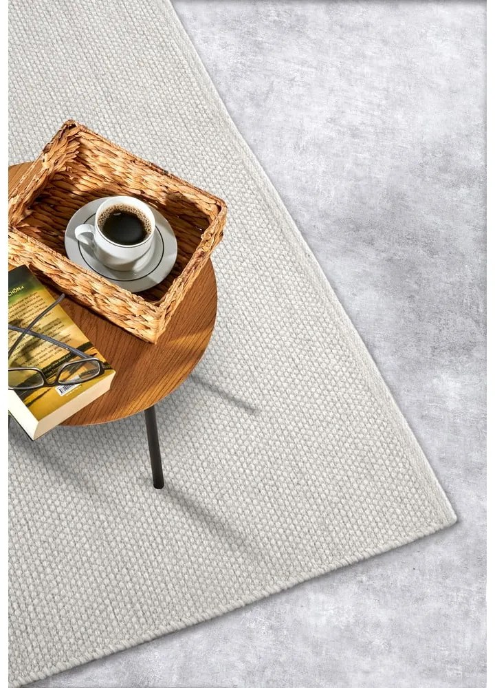 Tappeto color crema tessuto a mano in lana 80x150 cm Pradesh Natural White - Elle Decoration