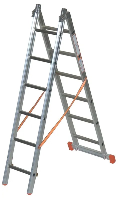 Scala a sfilo Genia 2 rampe in alluminio 2 x 6 gradini portata massima 150 kg EN 131 per lavori fino a 4.1 m