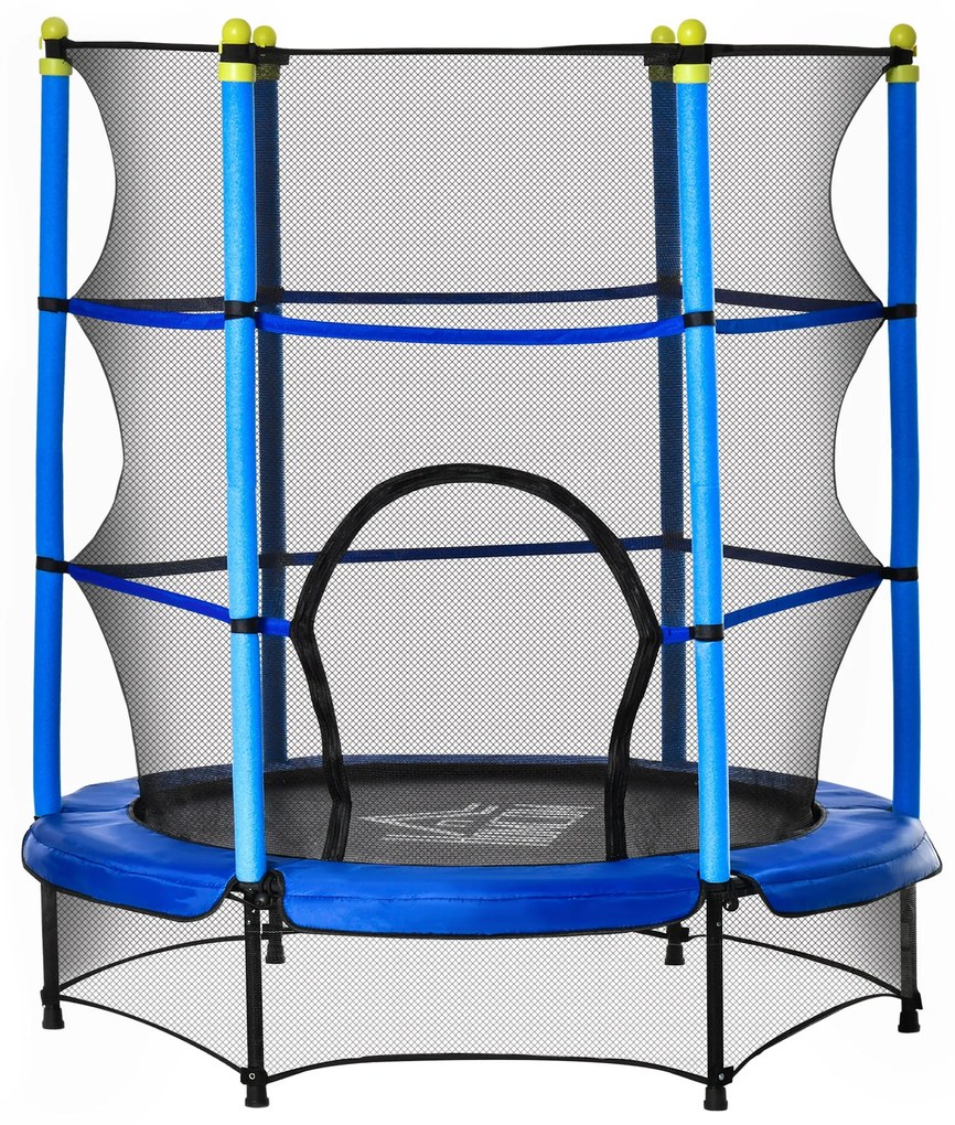 Trampolino Tappeto Elastico per Bambini 140x158 cm in Acciaio Blu e Nero