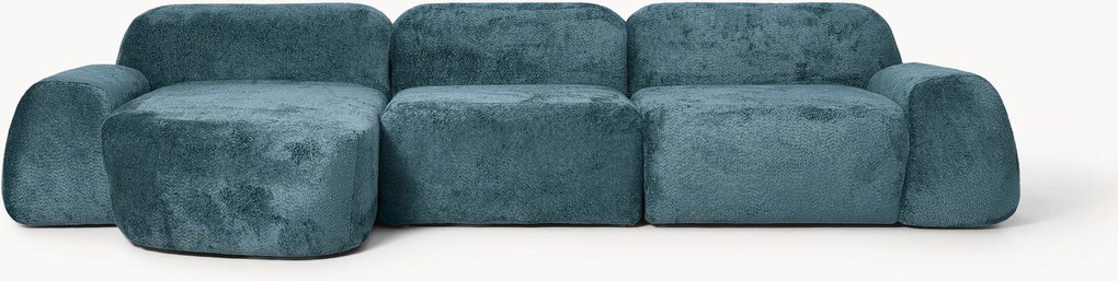 Divano angolare componibile 4 posti in teddy bouclé Wolke